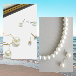 Bundle of Pearl Earrings and Necklace